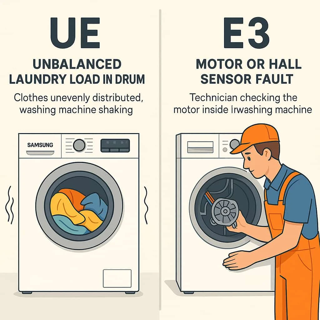 علامت ue در ماشین لباسشویی سامسونگ