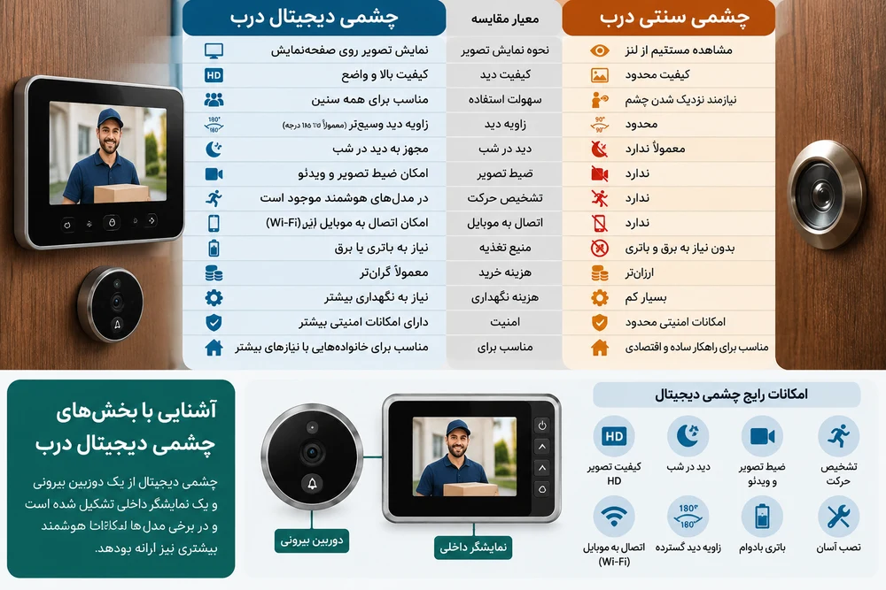 شبکه | دوربین راهنمای خرید دوربین چشمی درب؛ چه چشمی دیجیتالی برای خانه مناسب است؟
